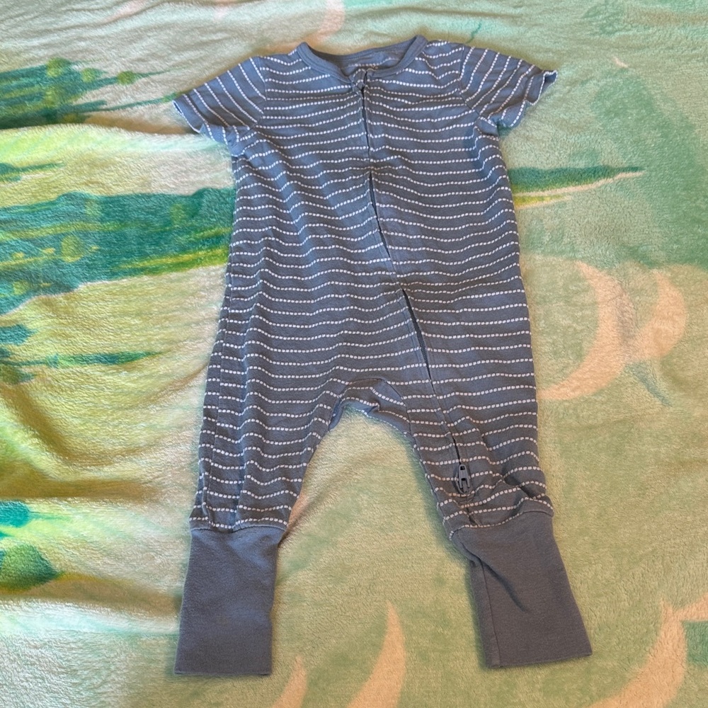 Cloud Island Blue and White Striped Kids Footie